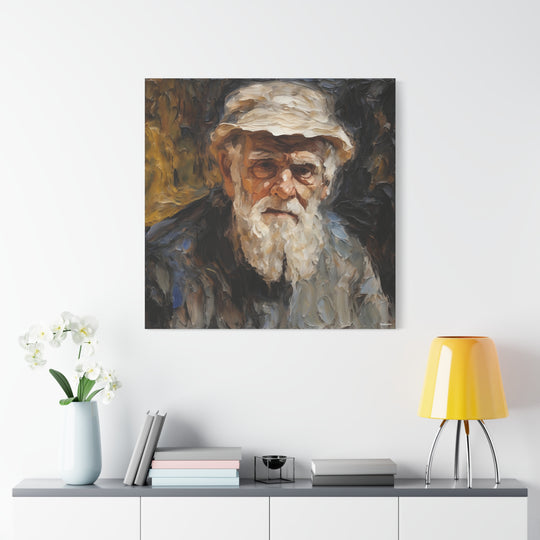 Elderly Man Portrait Canvas Wall Art