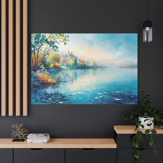 Blooming Lakeside Haven Canvas Art