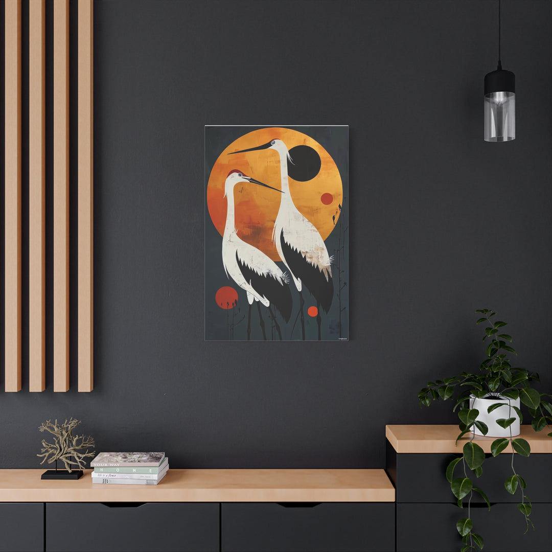 Elegant Crane Canvas Wall Art