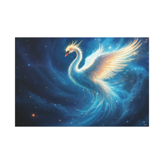 Celestial Swan of Serenity Canvas Wall Art