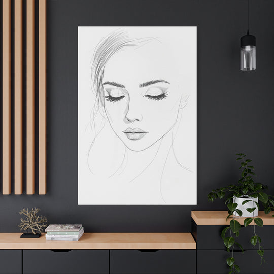 Elegant Sketched Portrait Canvas Wall Art