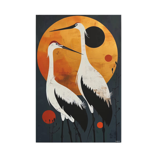 Elegant Crane Canvas Wall Art