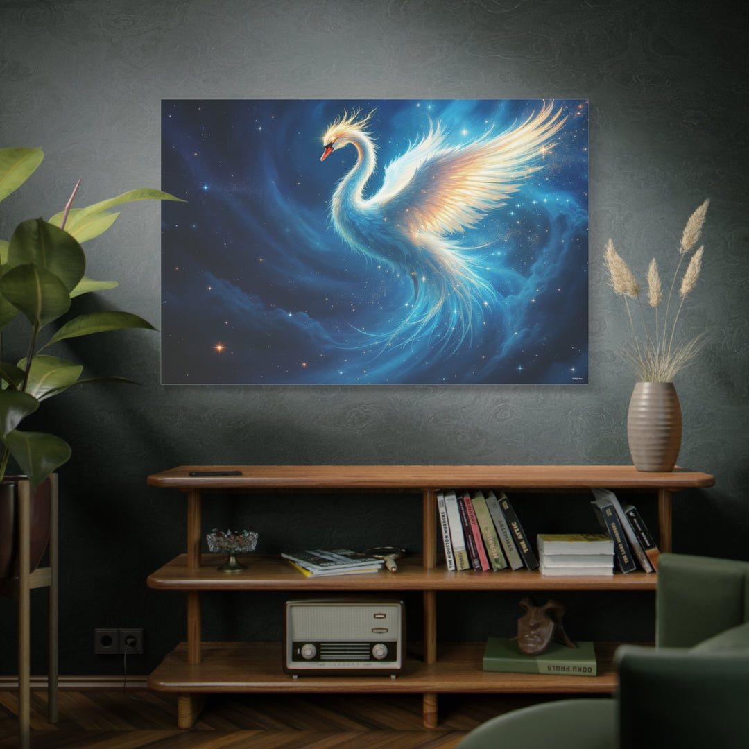 Celestial Swan of Serenity Canvas Wall Art