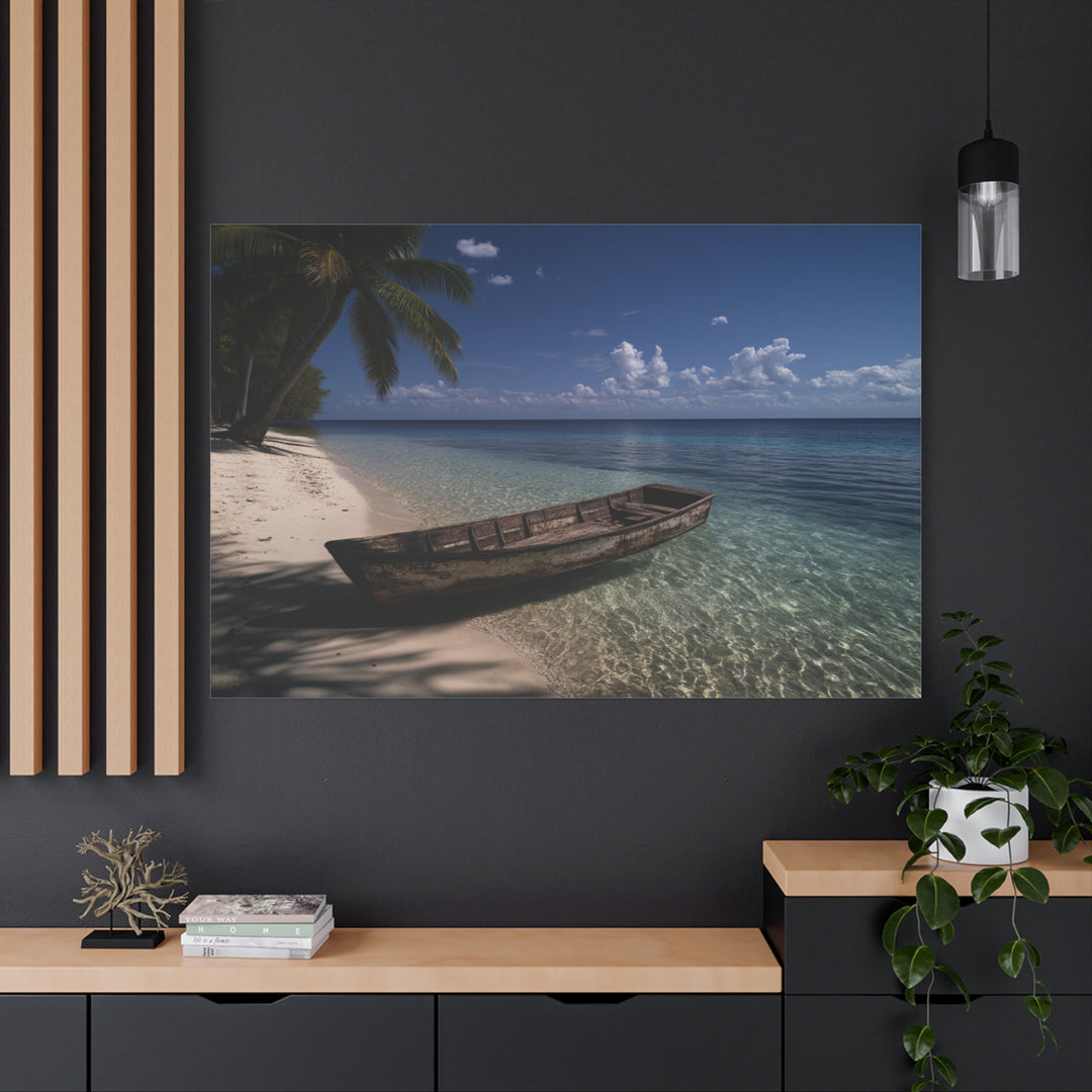 Castaway's Resting Boat Canvas Wall Art