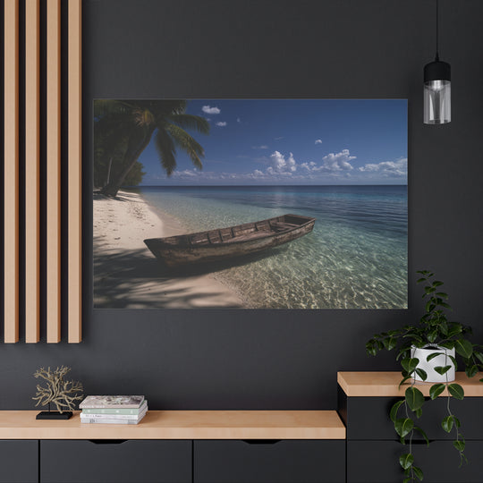 Castaway's Resting Boat Canvas Wall Art