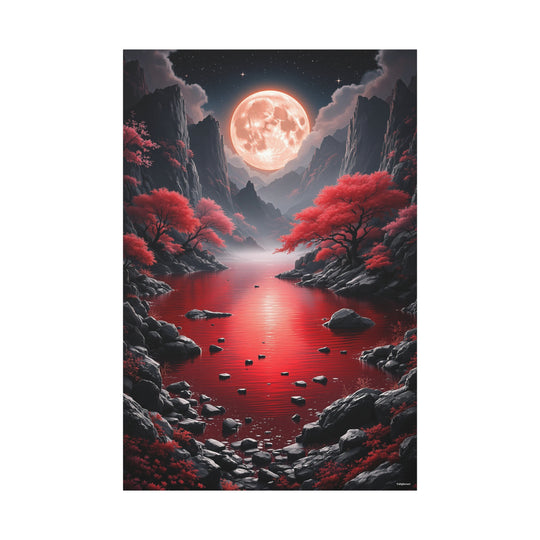 Blood Moon Lagoon Canvas Wall Art