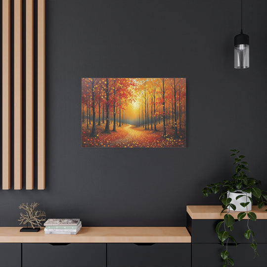Forest Path In Fall Canvas Wall Art