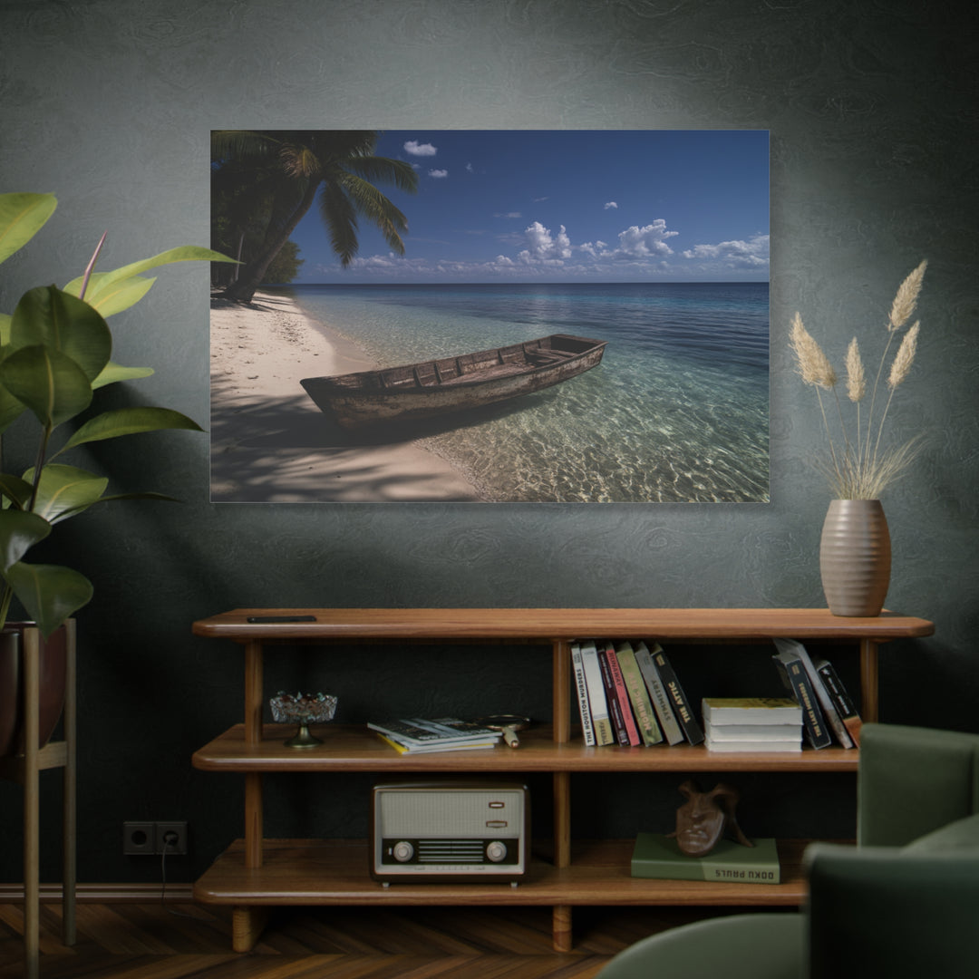 Castaway's Resting Boat Canvas Wall Art