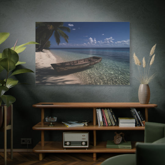 Castaway's Resting Boat Canvas Wall Art