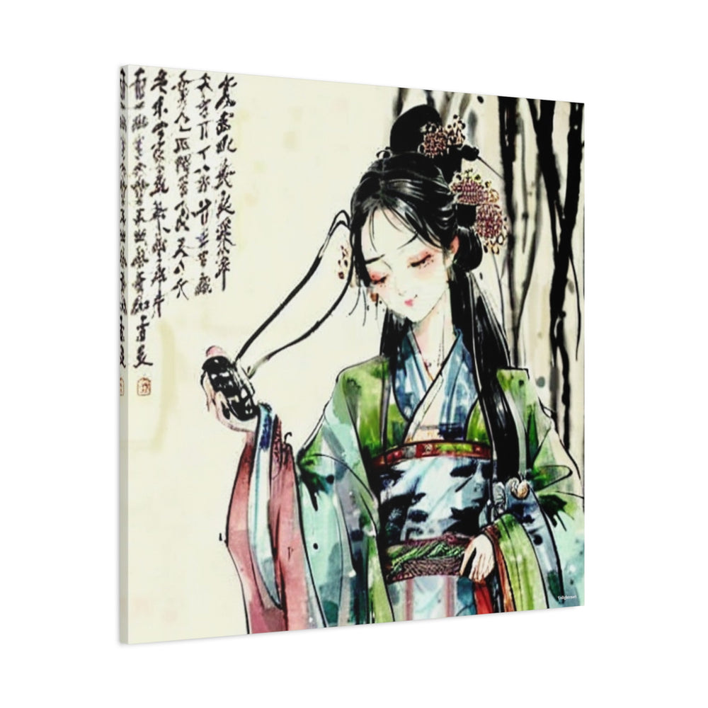 Elegant Asian Woman Canvas Wall Art