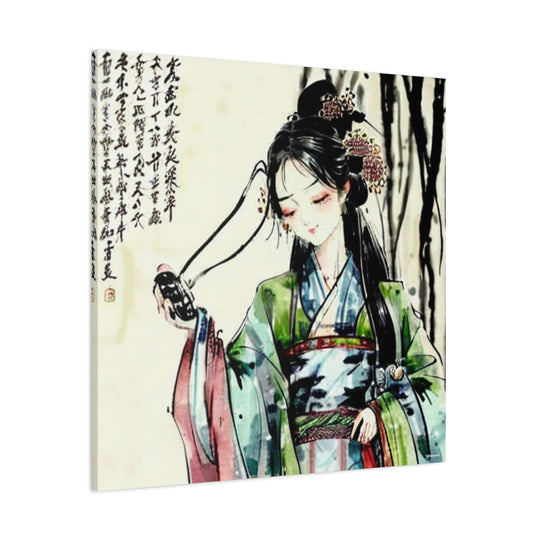 Elegant Asian Woman Canvas Wall Art