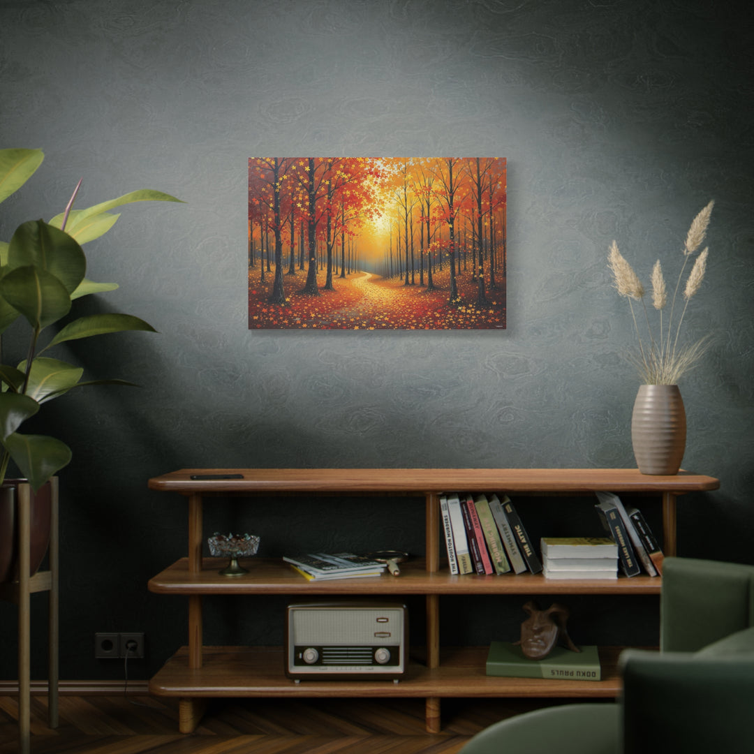 Forest Path In Fall Canvas Wall Art