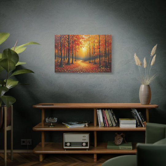 Forest Path In Fall Canvas Wall Art