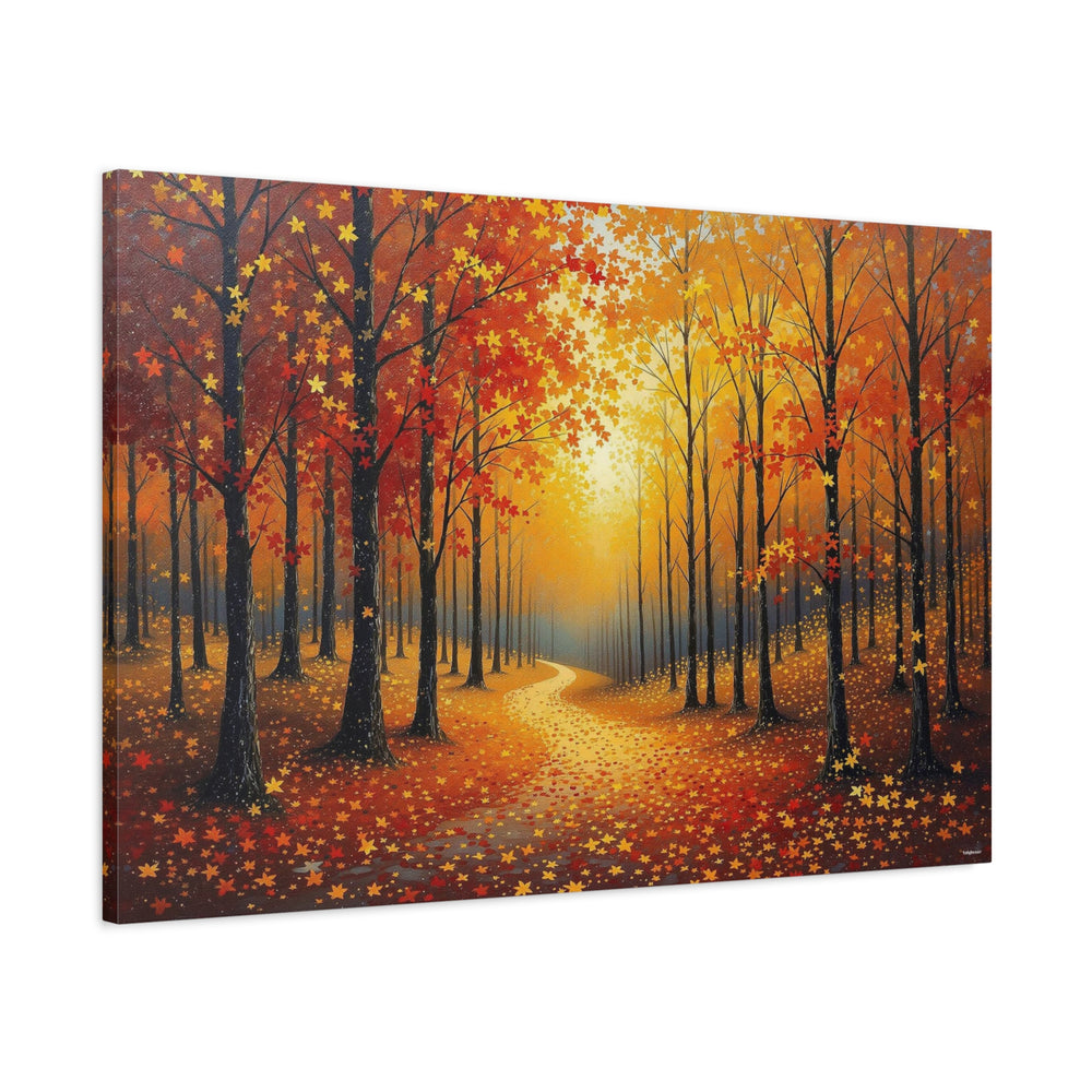 Forest Path In Fall Canvas Wall Art