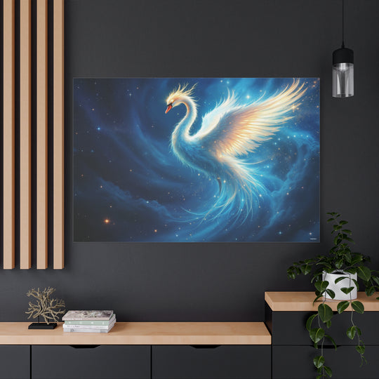 Celestial Swan of Serenity Canvas Wall Art