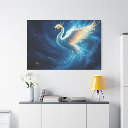 Celestial Swan of Serenity Canvas Wall Art