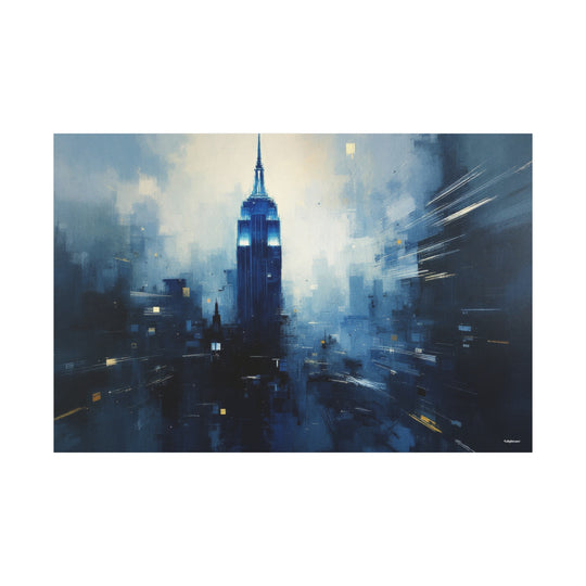 Blue Twilight City Canvas Wall Art