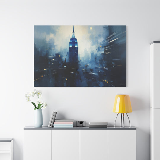 Blue Twilight City Canvas Wall Art