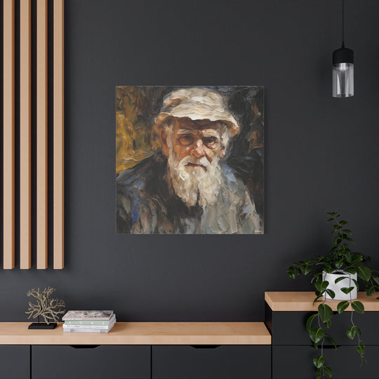 Elderly Man Portrait Canvas Wall Art