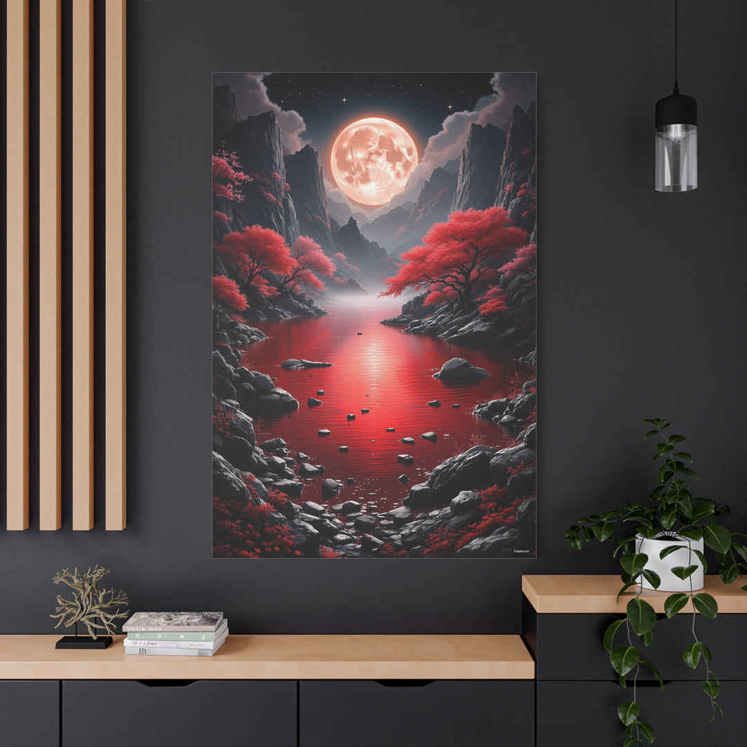 Blood Moon Lagoon Canvas Wall Art