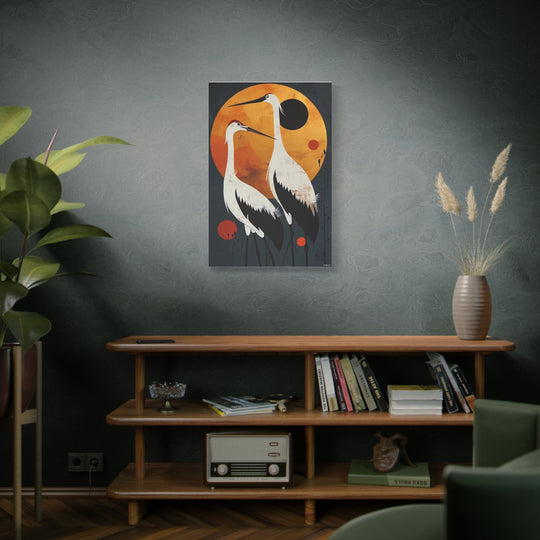 Elegant Crane Canvas Wall Art