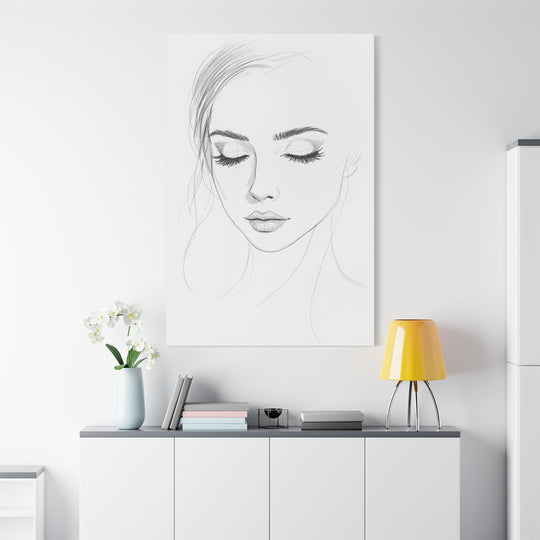 Elegant Sketched Portrait Canvas Wall Art