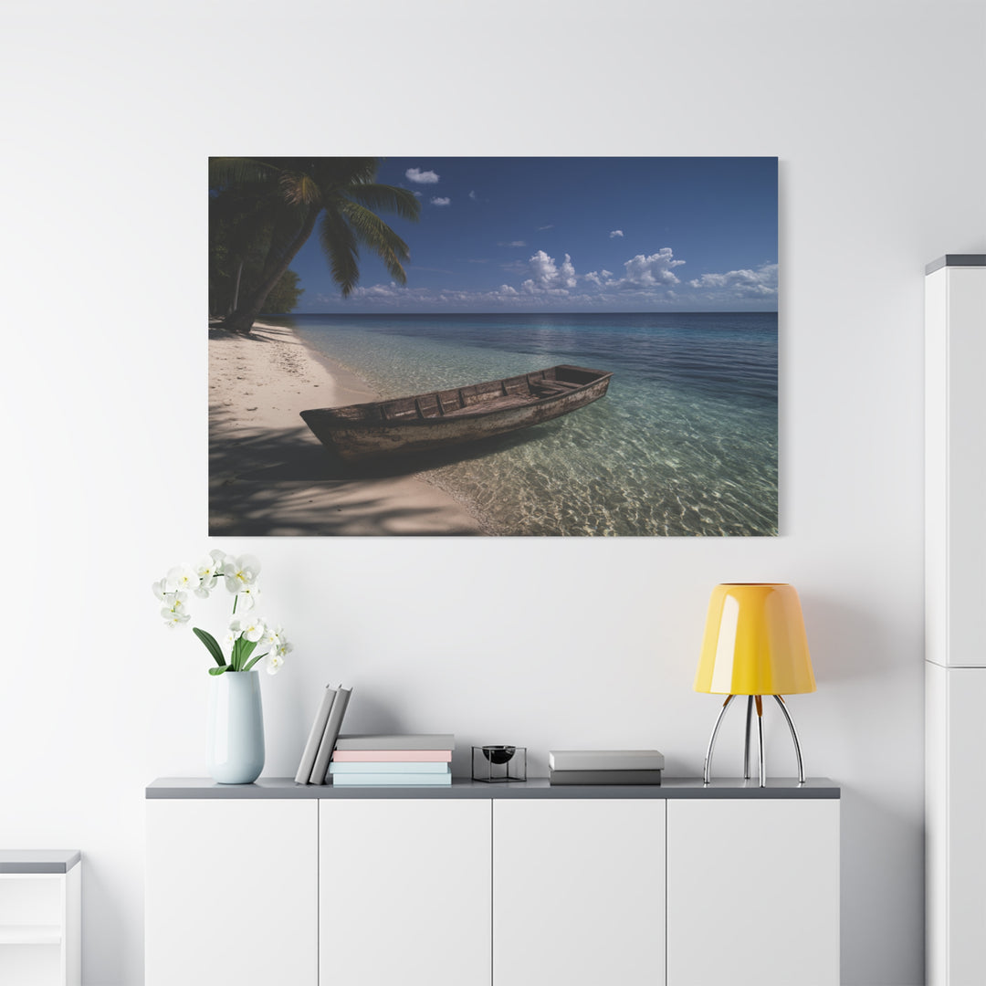 Castaway's Resting Boat Canvas Wall Art