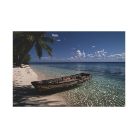 Castaway's Resting Boat Canvas Wall Art