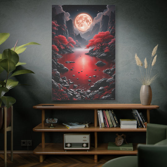 Blood Moon Lagoon Canvas Wall Art