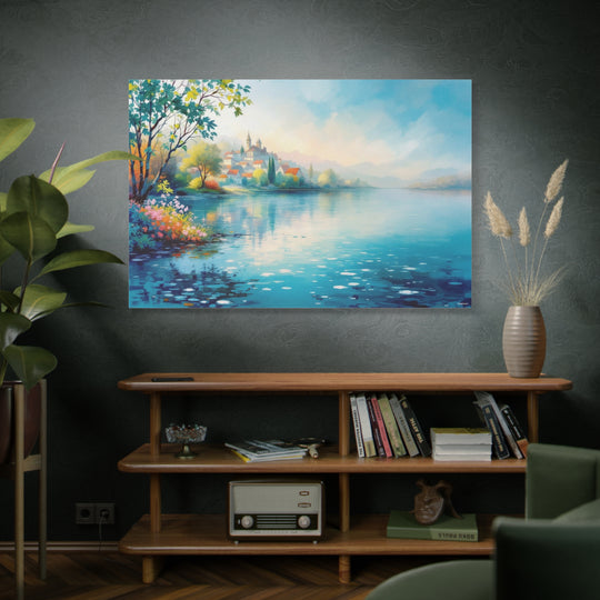 Blooming Lakeside Haven Canvas Art