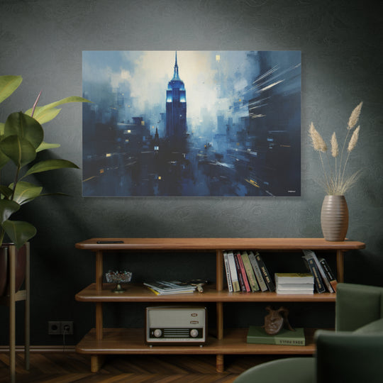 Blue Twilight City Canvas Wall Art