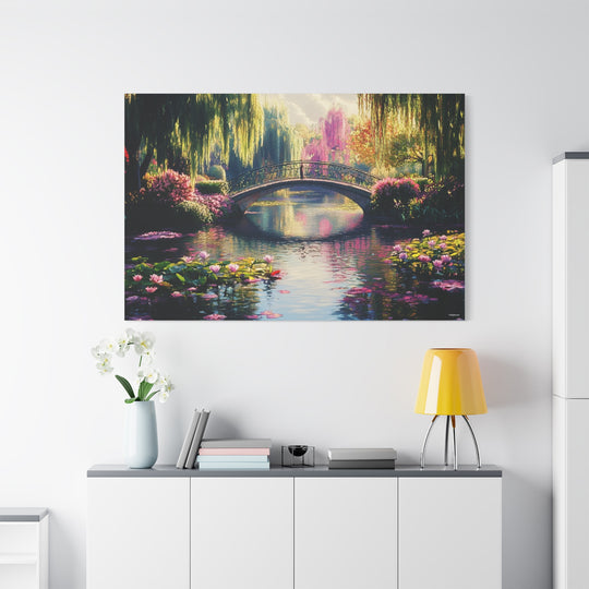 Enchanted Blossom Bridge Canvas Wall Art