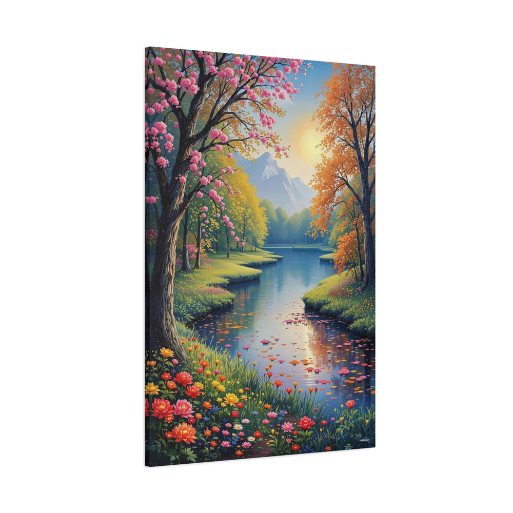 Floral and Mountain Portrait Canvas Wall Art