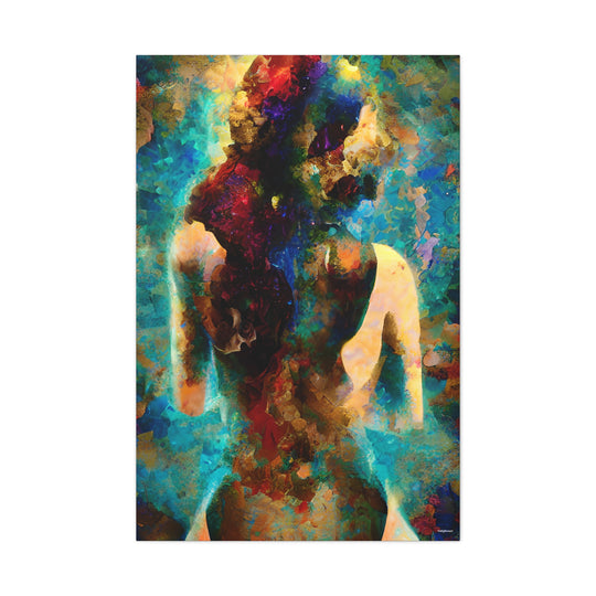 Colourful Female Silhouette Canvas Wall Art