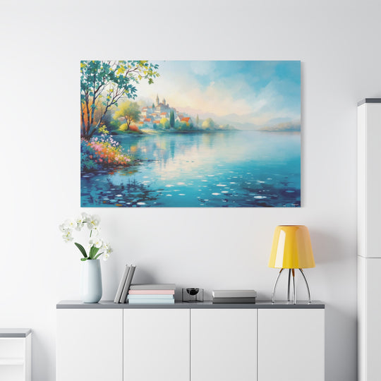 Blooming Lakeside Haven Canvas Art