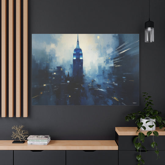 Blue Twilight City Canvas Wall Art