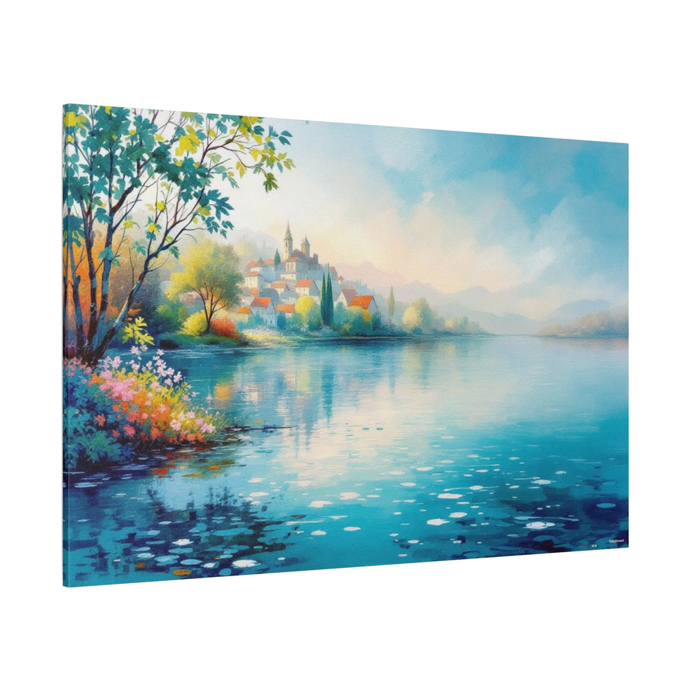 Blooming Lakeside Haven Canvas Art